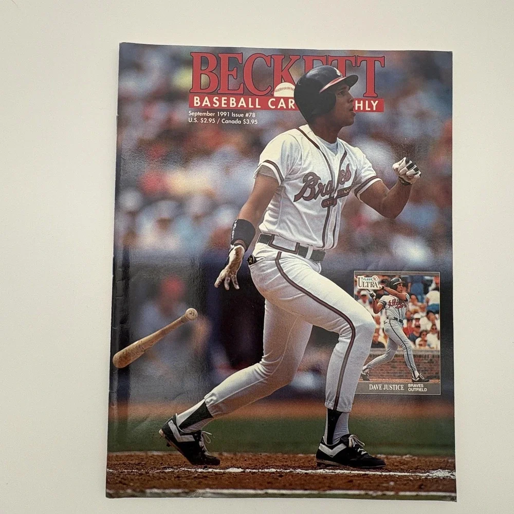 Vintage 1991 Beckett Baseball Card Monthly Magazine‎ Sept Dave Justice Cover